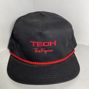 Vintage TECH TIRE REPAIR Swingster Hat Patch Snapback Cap Red Black Made in USA